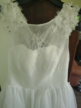 White Floral Lace Bodice Kids Formal Dress